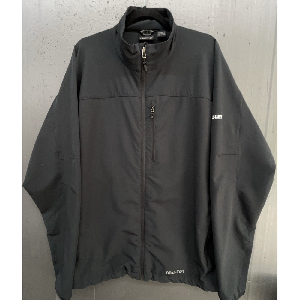 Marmot M3 Soft Shell Jacket Men XXL Black Zip Pockets Outdoor Windbreaker